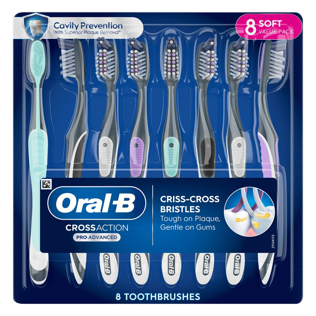 Oral-B CrossAction Advanced Soft Bristle Toothbrush, 8-pack